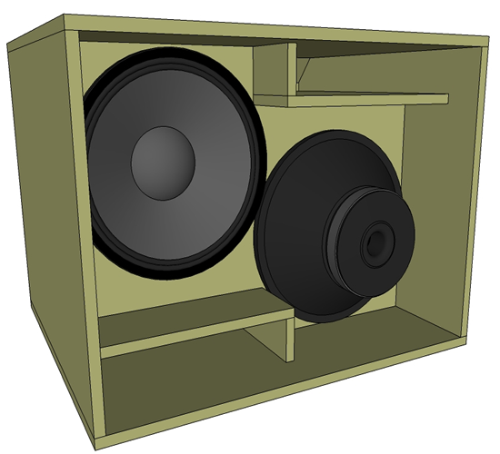 Um super-subwoofer com 2 alto falantes de 15 polegadas Projeto de um Sub woofer com 2 alto falantes de 15 de 500 w, para construir esta caixa utilize o MDF de 20 mm para suportar a pressão sonora interna...