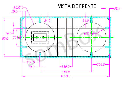 Caixa sub com 2 falantes de 15 polegadas de 400 watts Este projeto vem com reforços internos e utiliza MDF de 20mm, as medidas são mm, fixamos as paredes com parafusos e colar branca, suporta até 5oo watts com dois falantes...