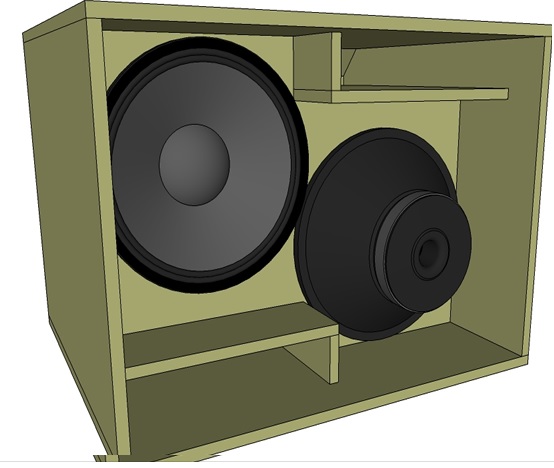 Um super-subwoofer com 2 alto falantes de 15 polegadas